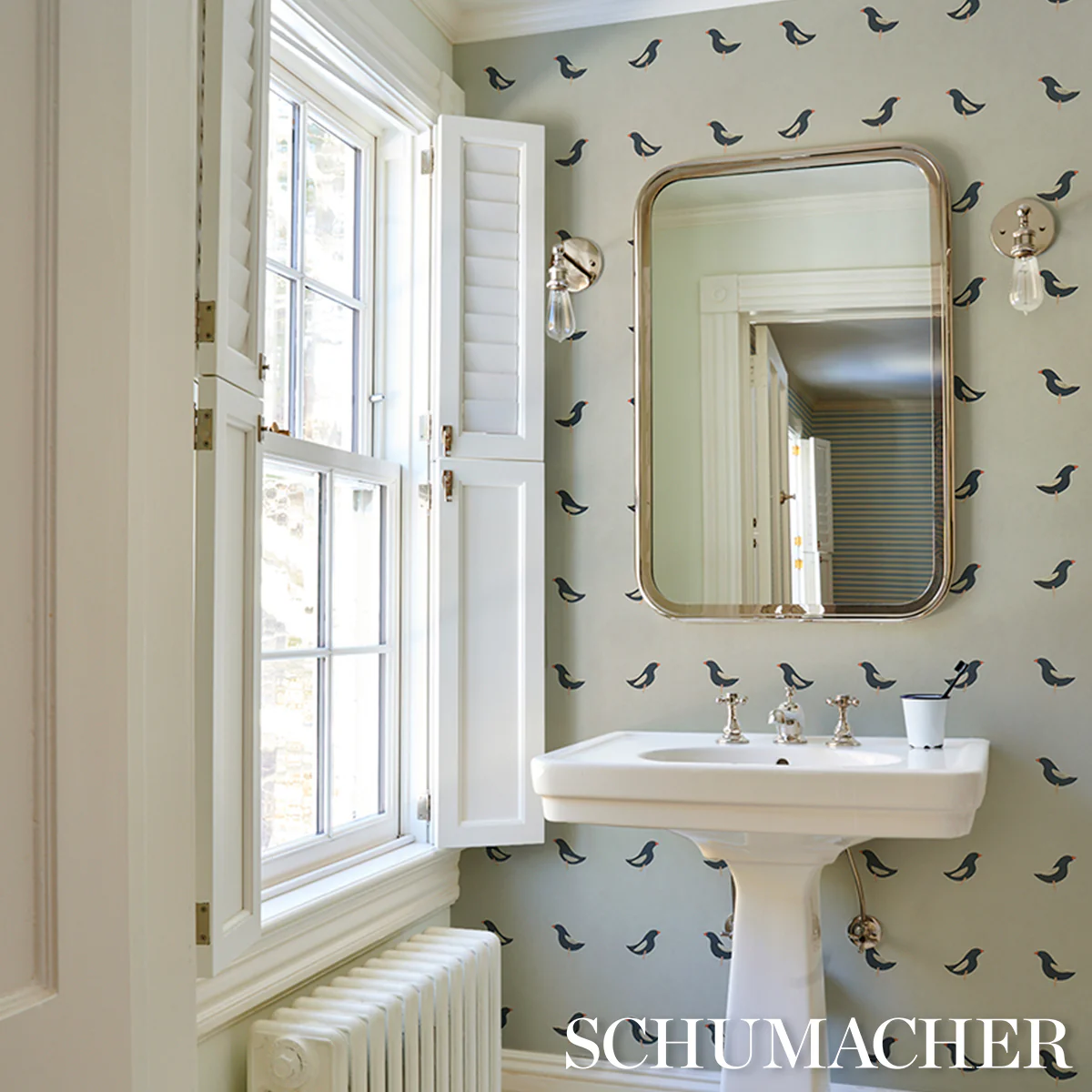 5017890 | Birds Print, Black On Natural - Schumacher Wallpaper - Image 5