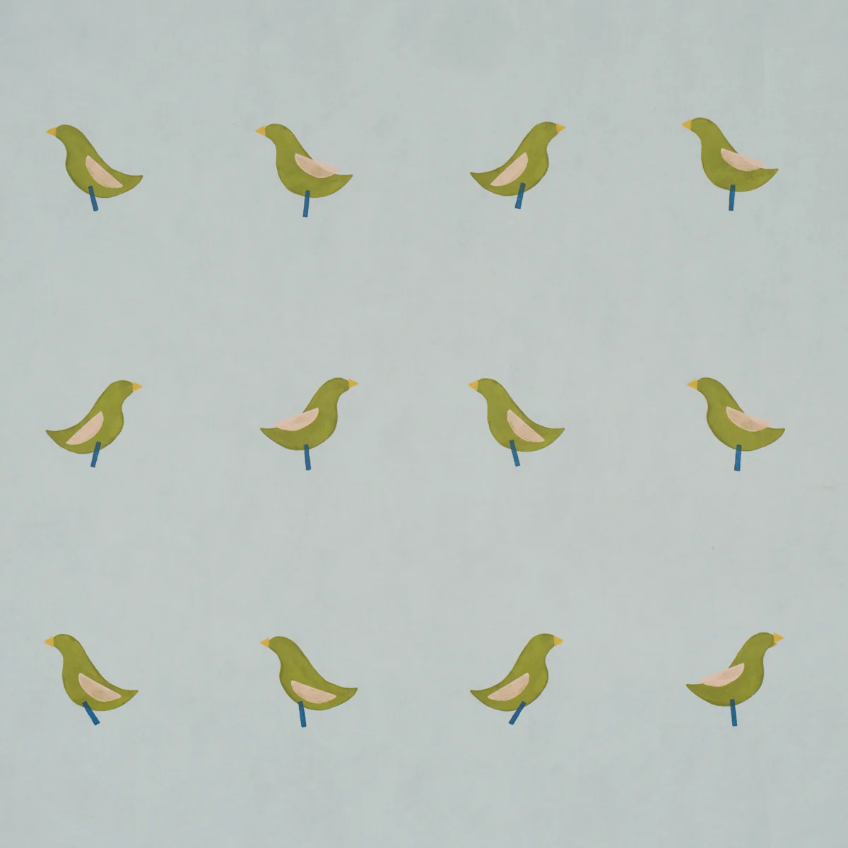 5017891 | Birds Print, Green On Sky - Schumacher Wallpaper