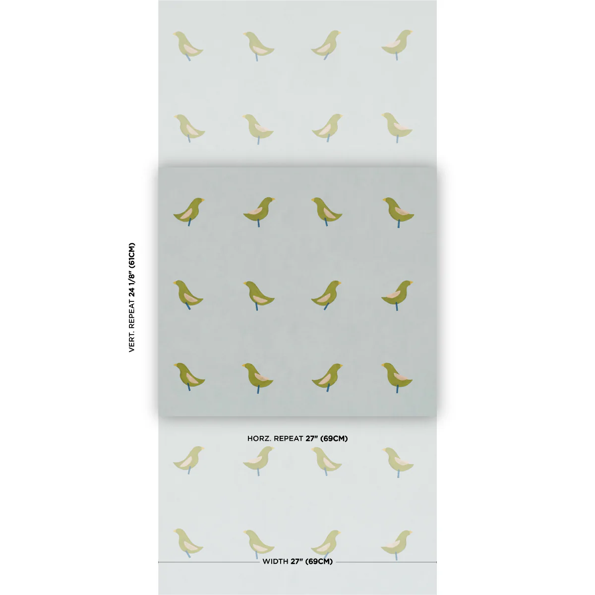 5017891 | Birds Print, Green On Sky - Schumacher Wallpaper - Image 2