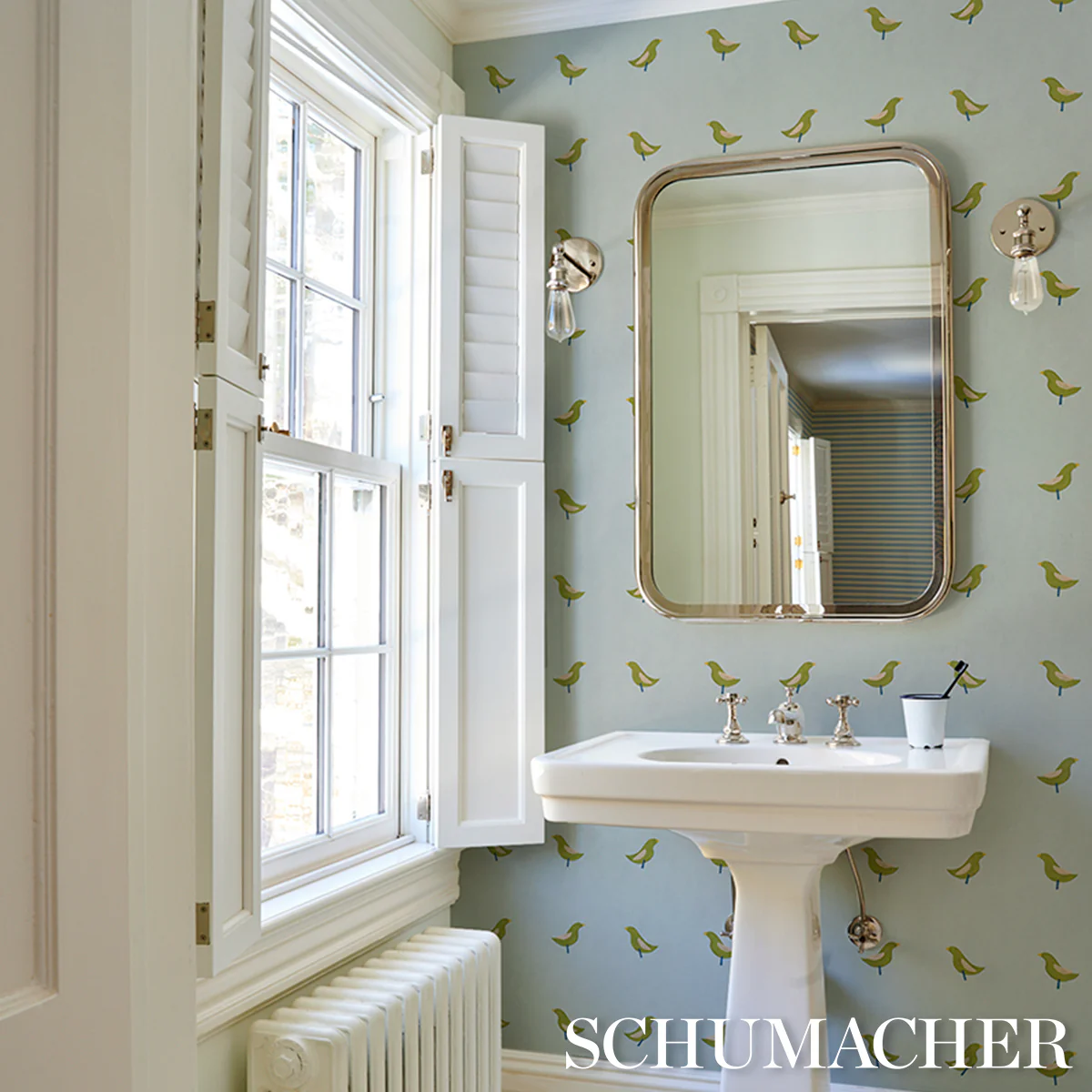 5017891 | Birds Print, Green On Sky - Schumacher Wallpaper - Image 5