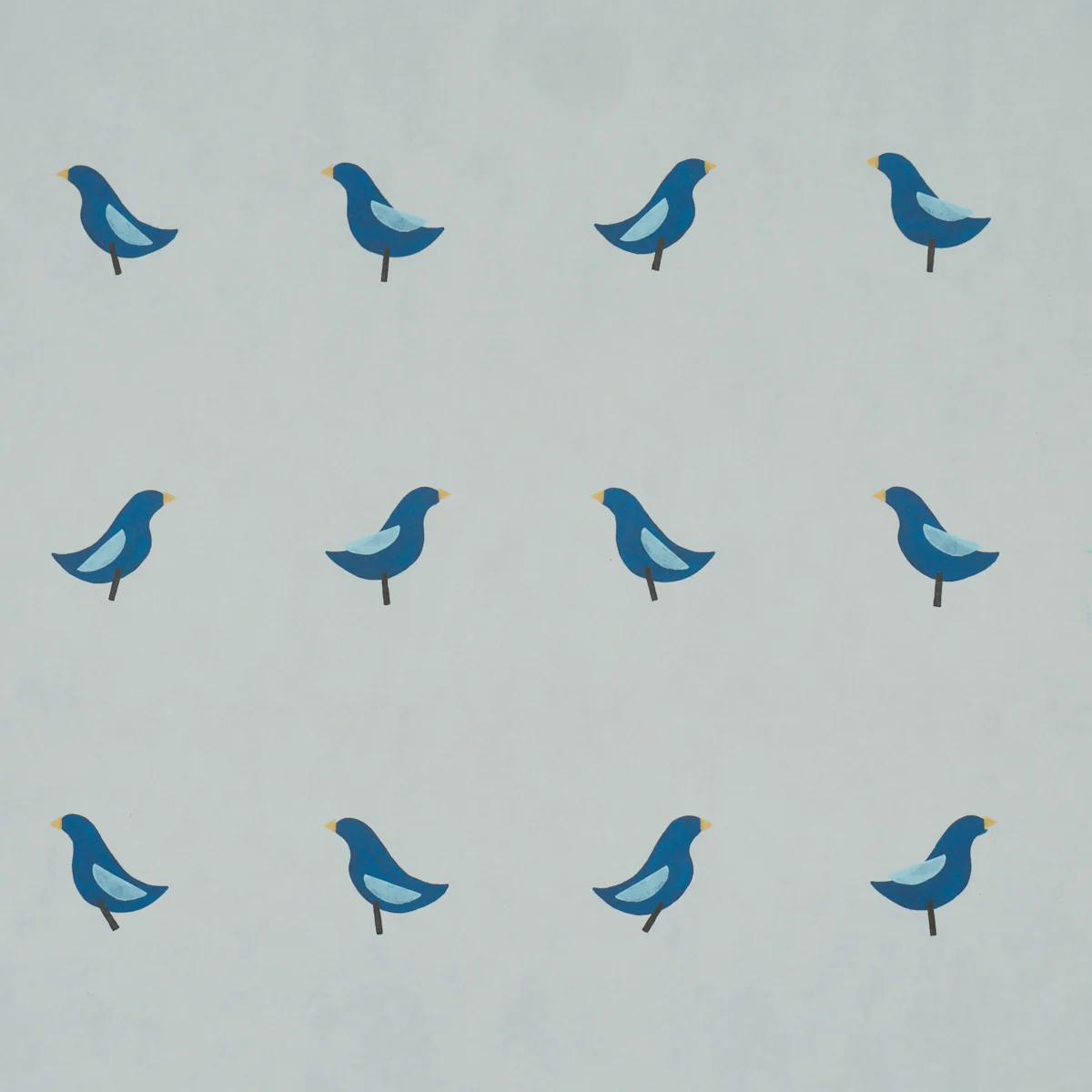 5017892 | Birds Print, Navy On Sky - Schumacher Wallpaper