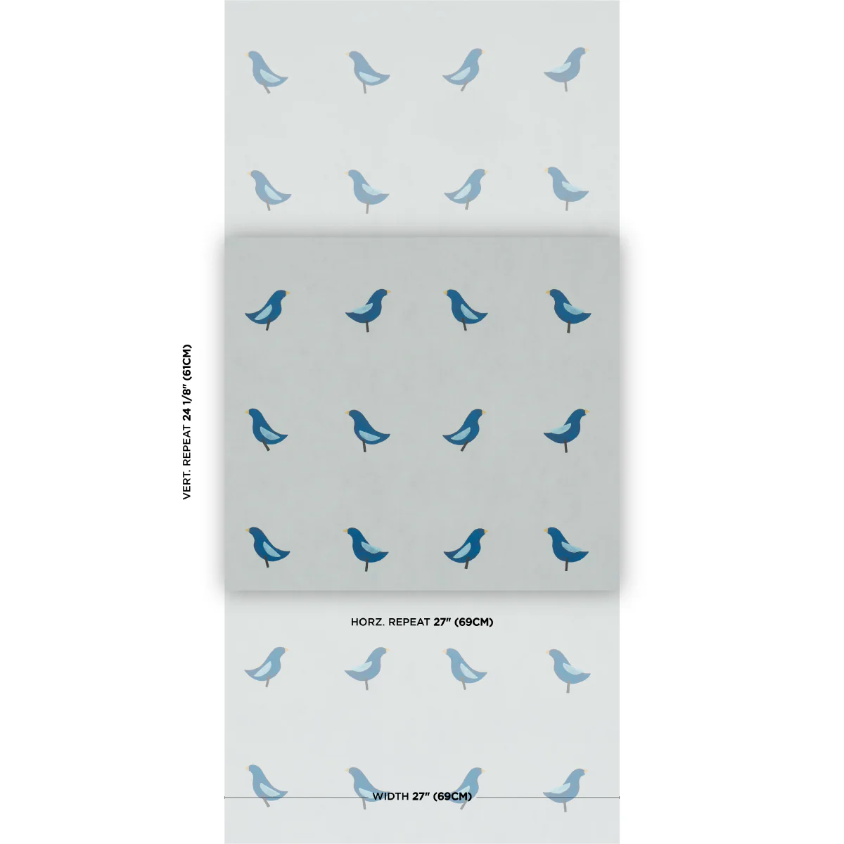 5017892 | Birds Print, Navy On Sky - Schumacher Wallpaper - Image 2