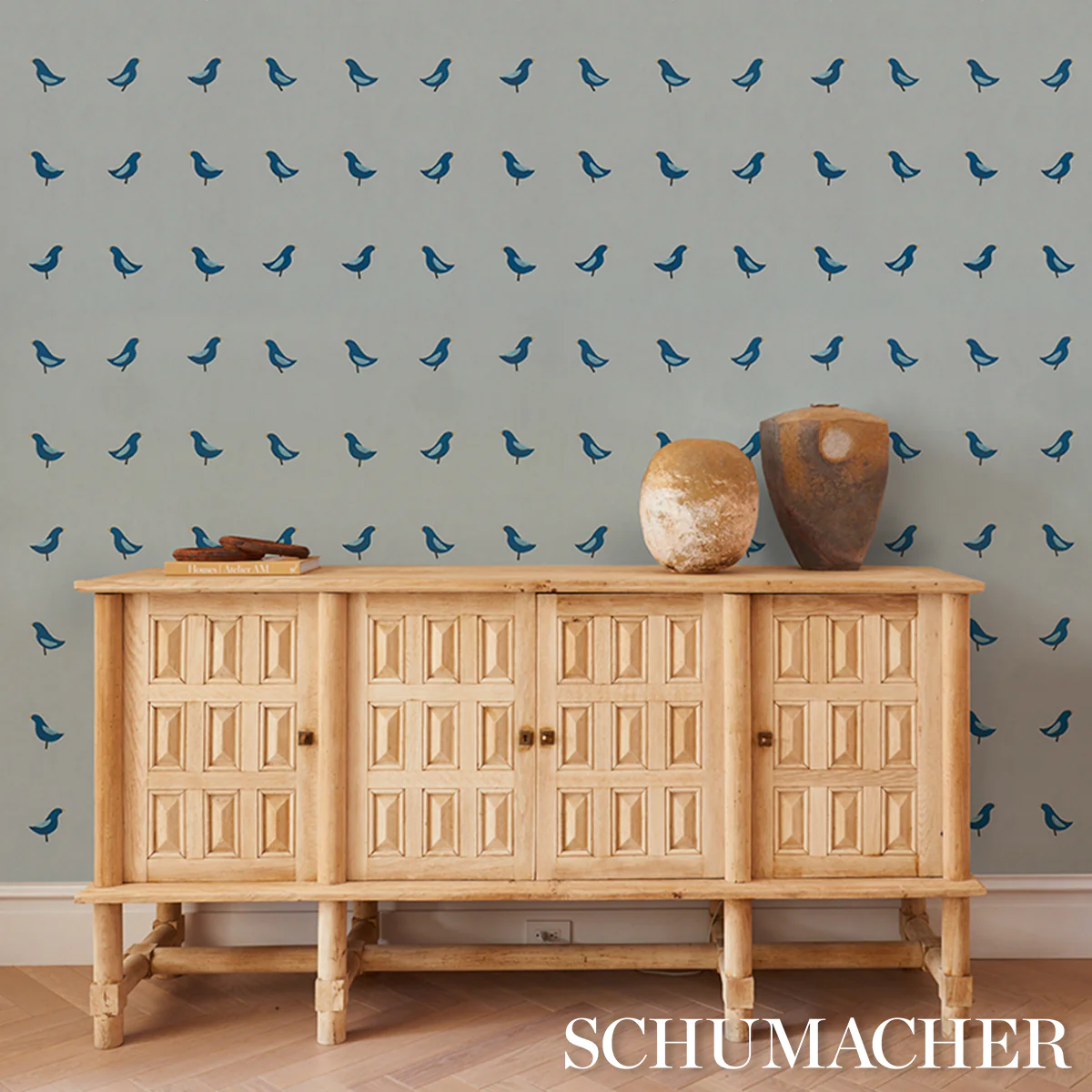 5017892 | Birds Print, Navy On Sky - Schumacher Wallpaper - Image 6