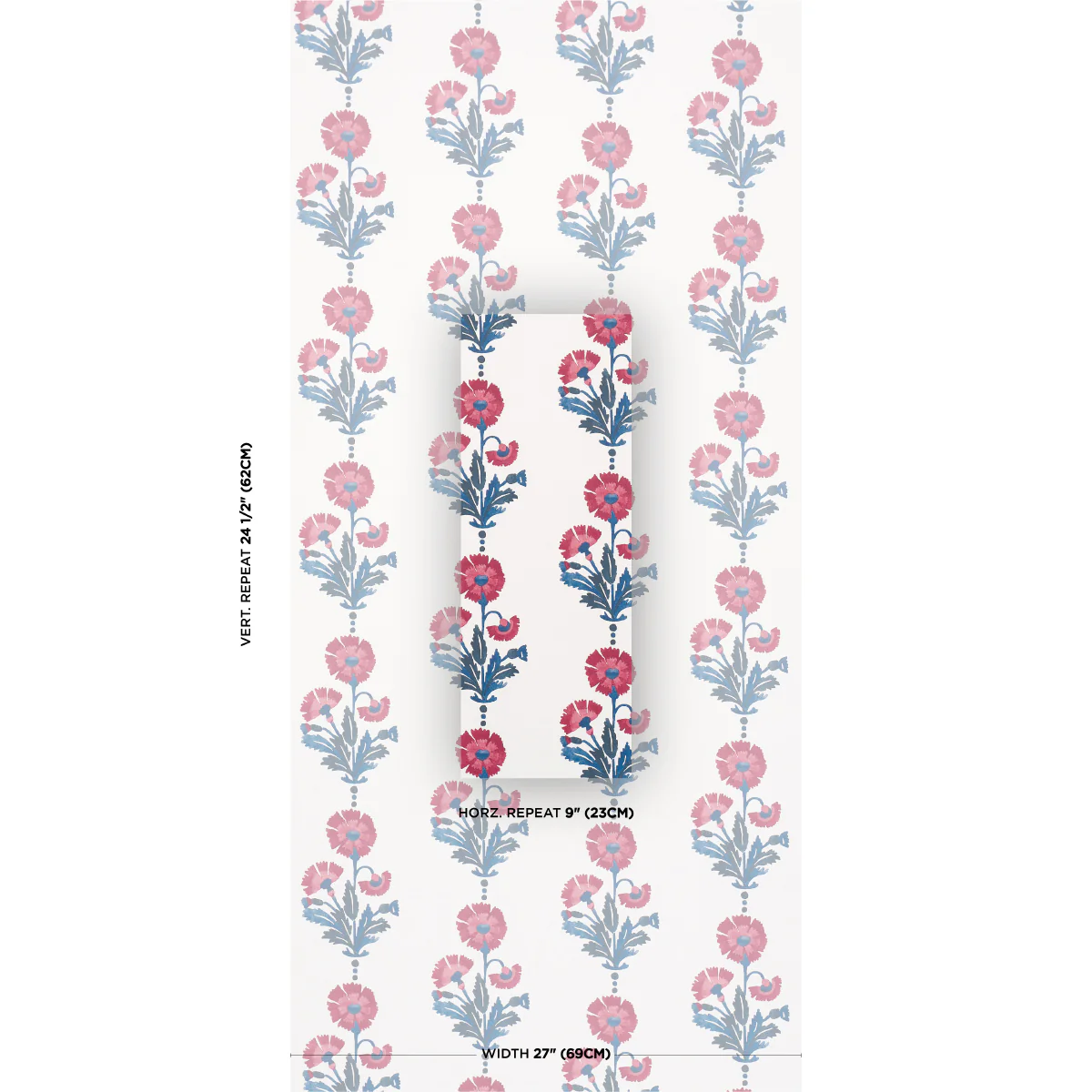 5017990 | Dianthus Print, Indigo & Iron - Schumacher Wallpaper - Image 2
