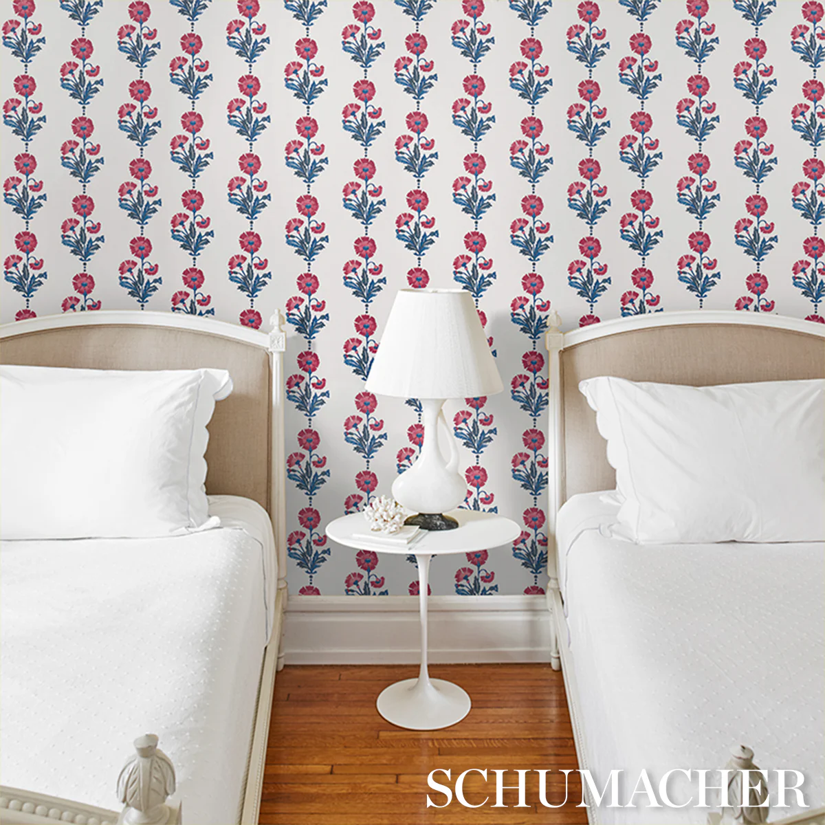 5017990 | Dianthus Print, Indigo & Iron - Schumacher Wallpaper - Image 5