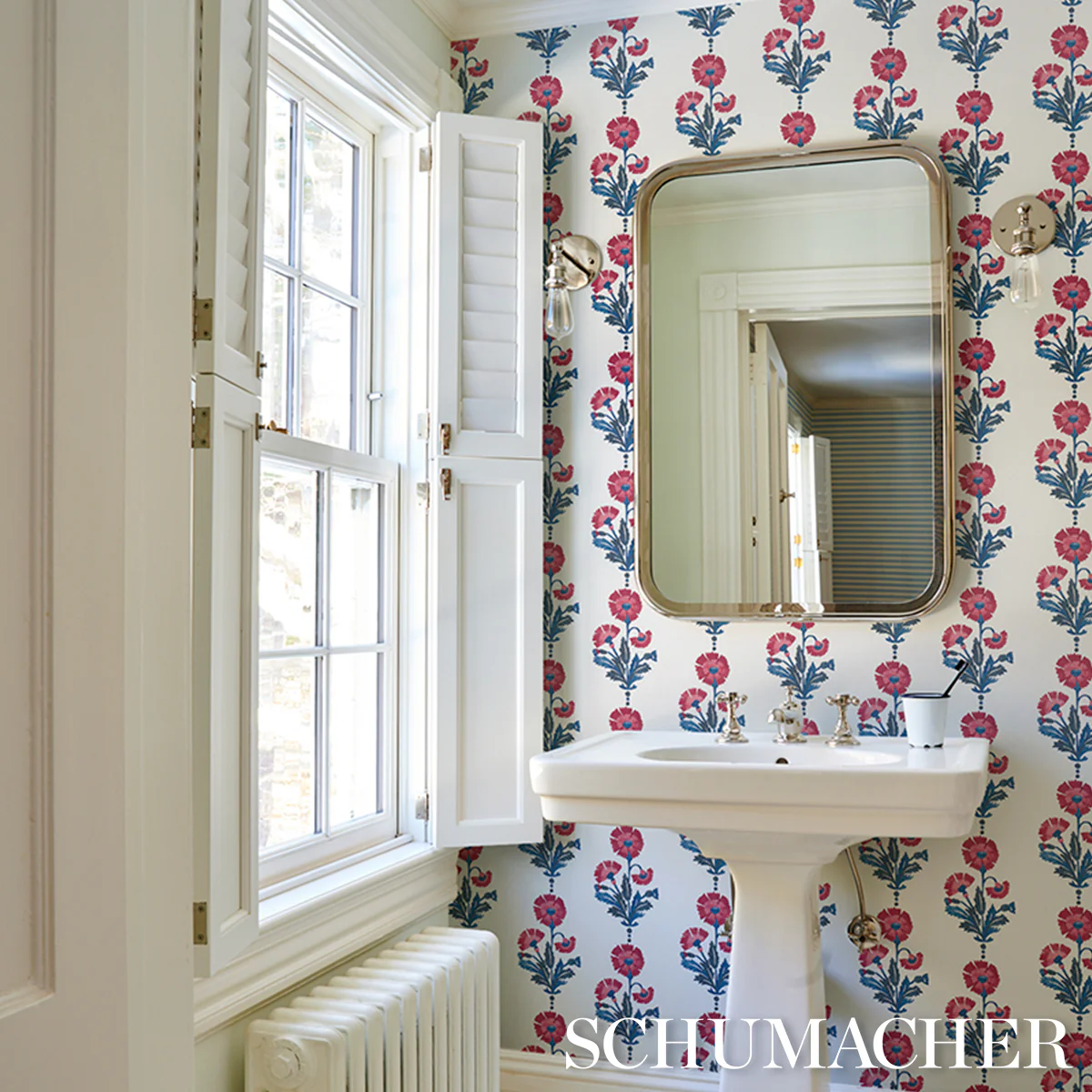 5017990 | Dianthus Print, Indigo & Iron - Schumacher Wallpaper - Image 6
