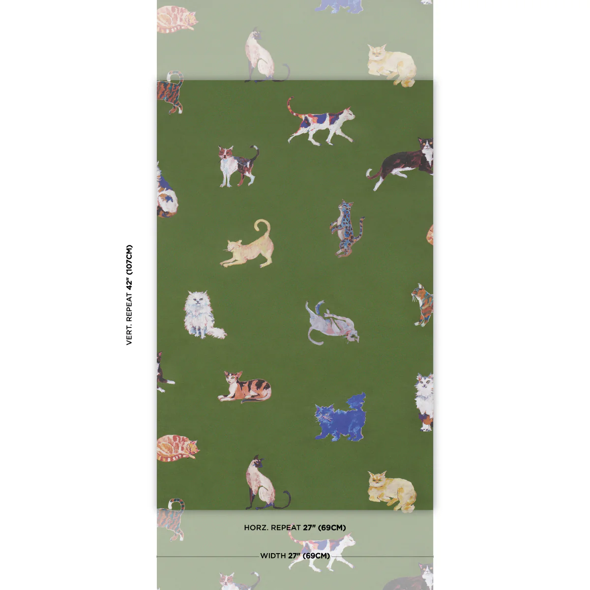 5018070 | Cats, Green - Schumacher Wallpaper - Image 2