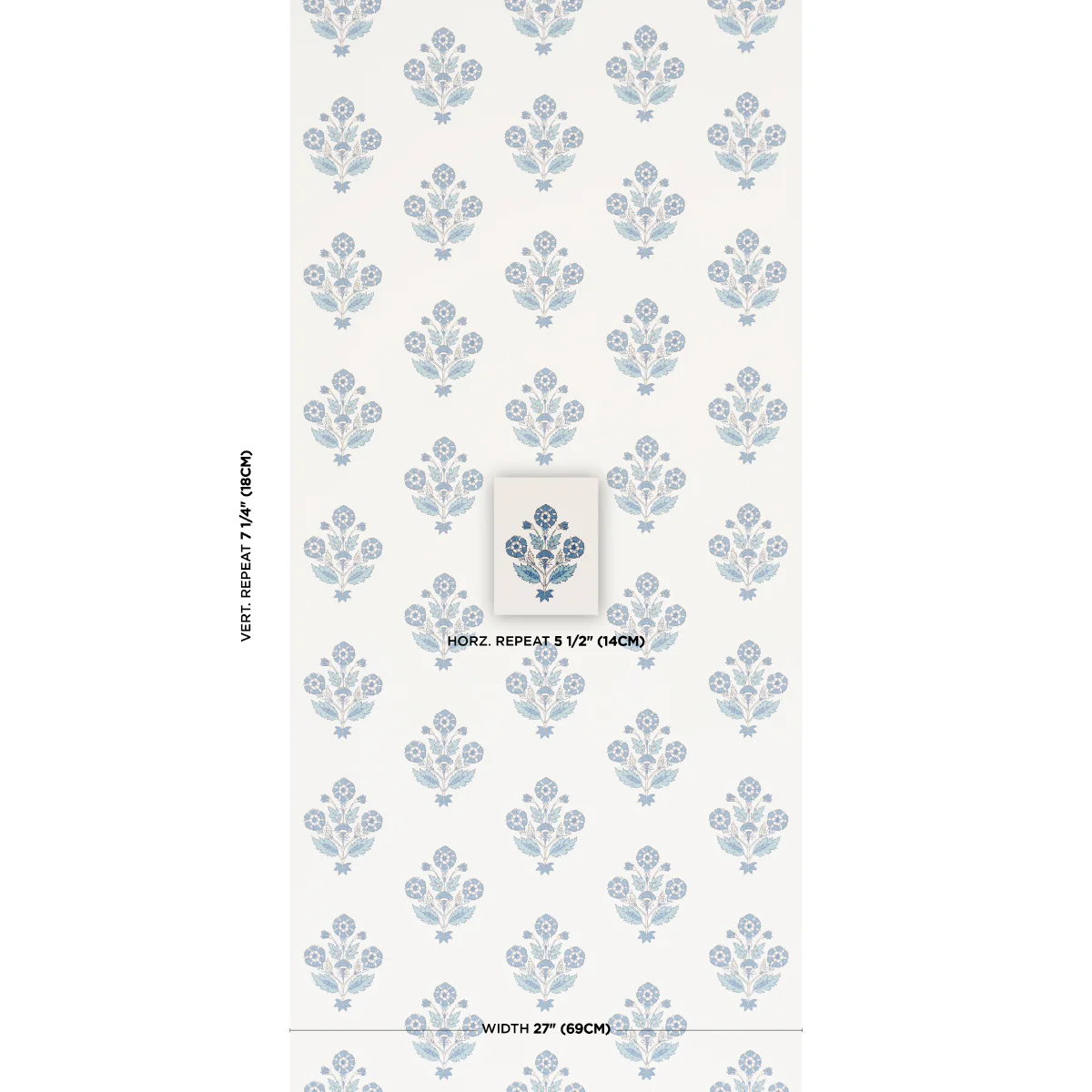 5018090 | Dalila Hand-Screen Print, Blue - Schumacher Wallpaper - Image 2