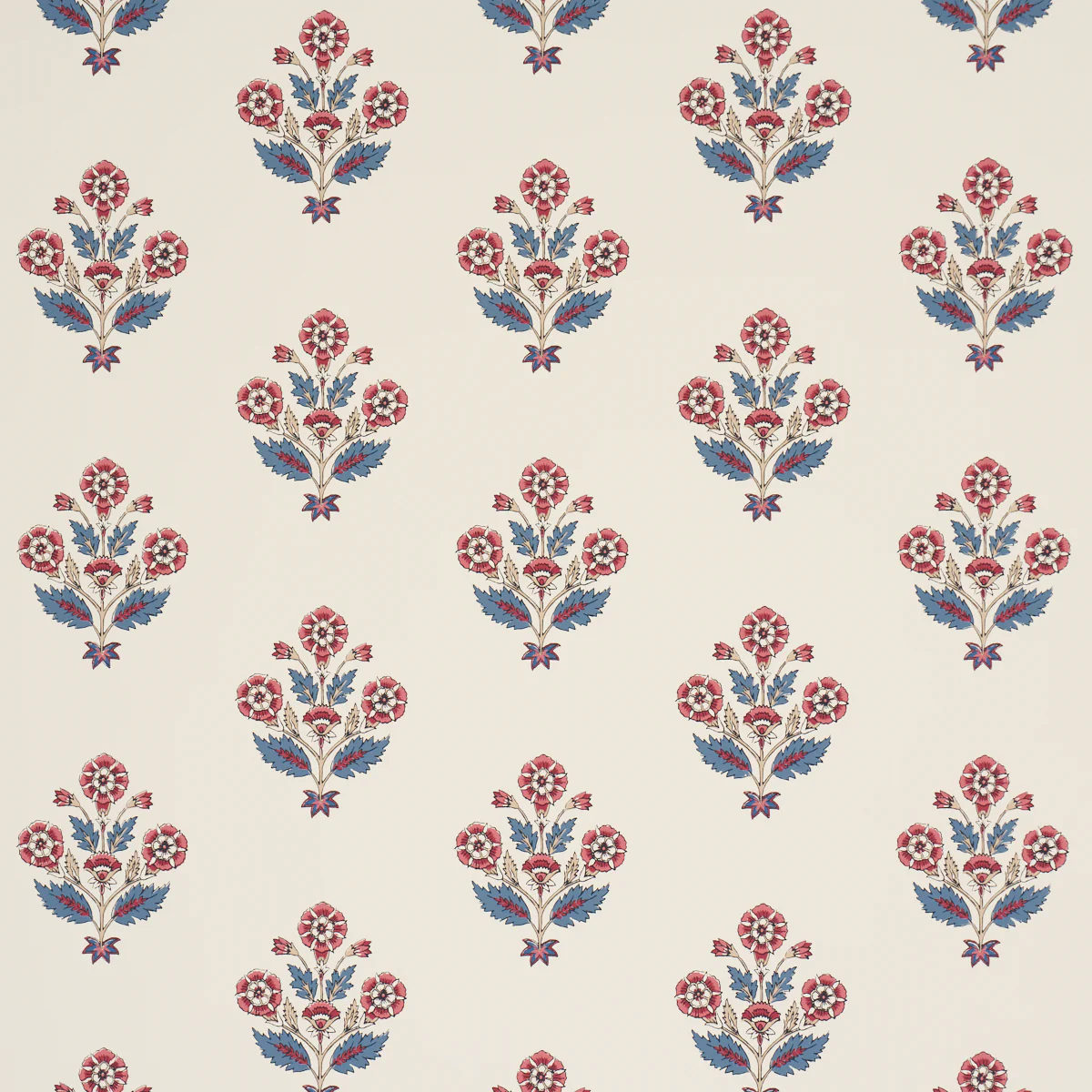 5018091 | Dalila Hand-Screen Print, Red & Blue - Schumacher Wallpaper