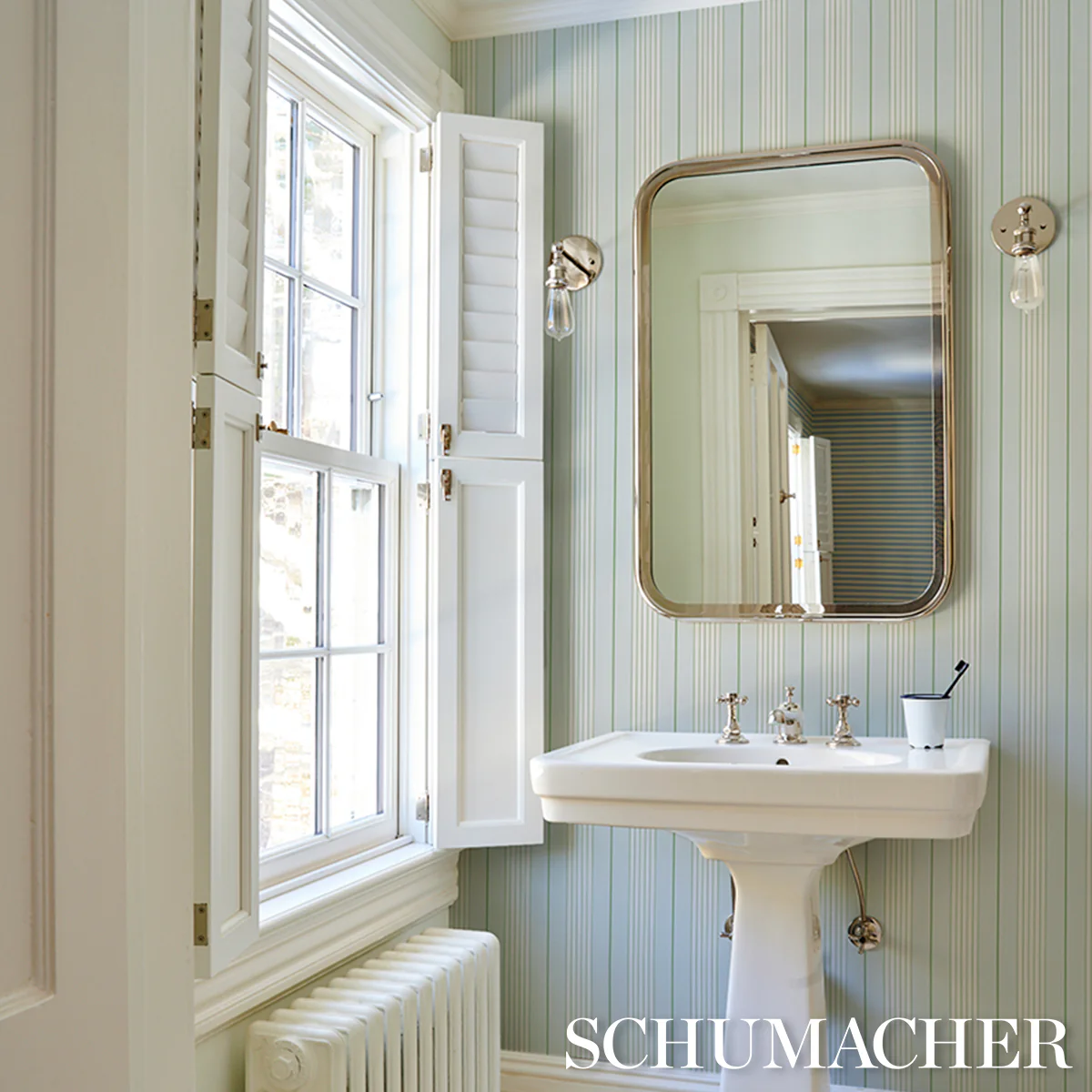 5018180 | Audrey Stripe, Sky & Leaf - Schumacher Wallpaper - Image 5