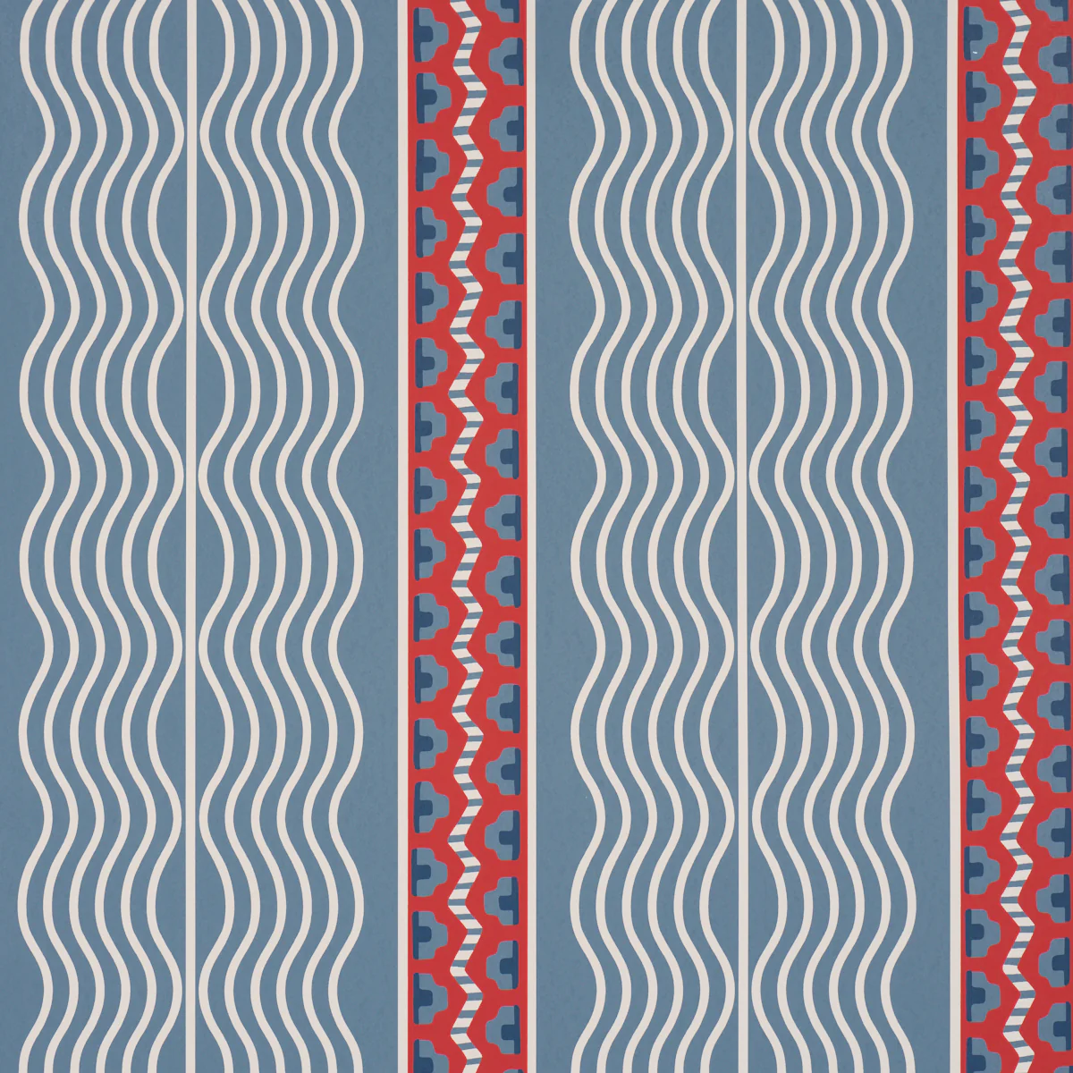 5018300 | Crème Anglaise, French Red & Blue - Schumacher Wallpaper
