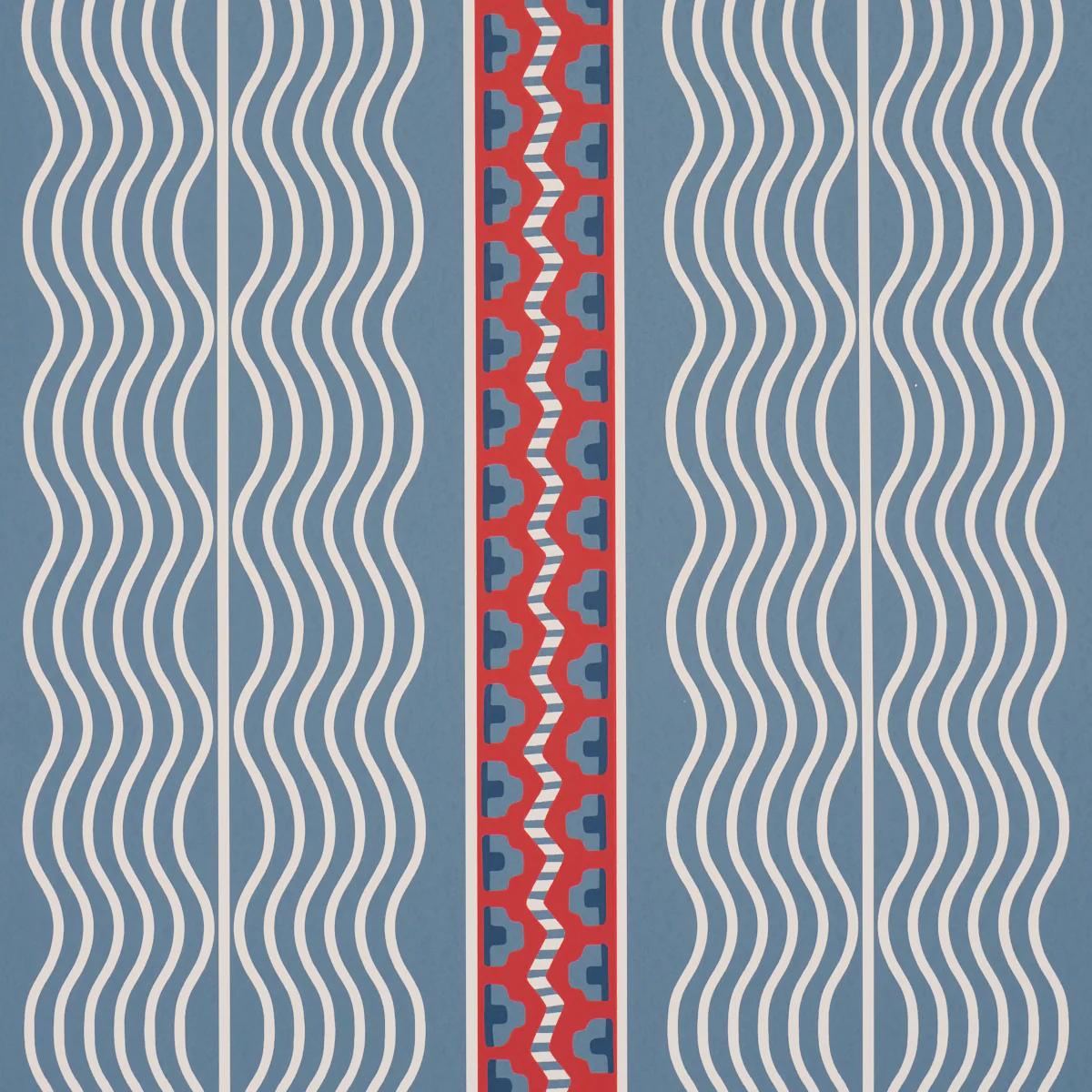 5018300 | Crème Anglaise, French Red & Blue - Schumacher Wallpaper - Image 3