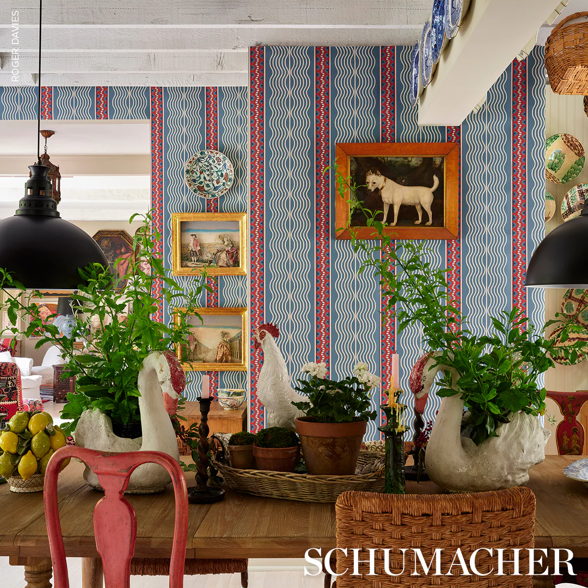 5018300 | Crème Anglaise, French Red & Blue - Schumacher Wallpaper - Image 5