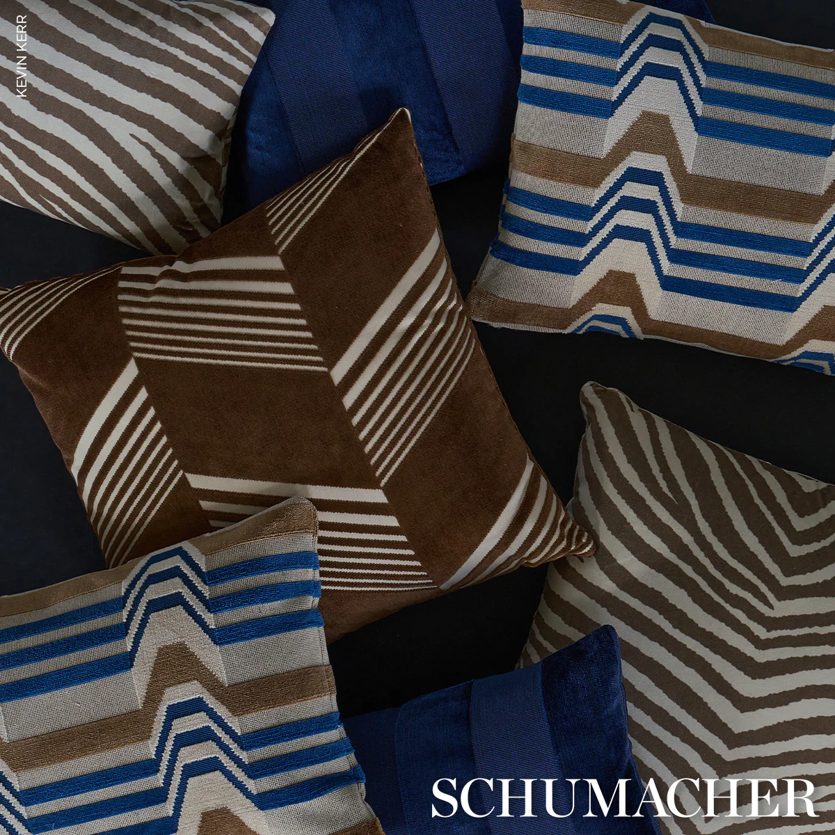 84872 | Cunard Strié Velvet, Sapphire - Schumacher Fabric - Image 5
