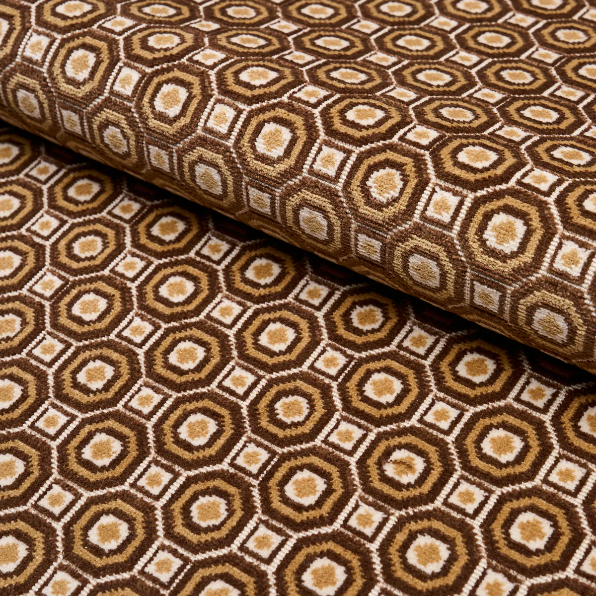 84891 | Trianon Cut Velvet, Bisque - Schumacher Fabric