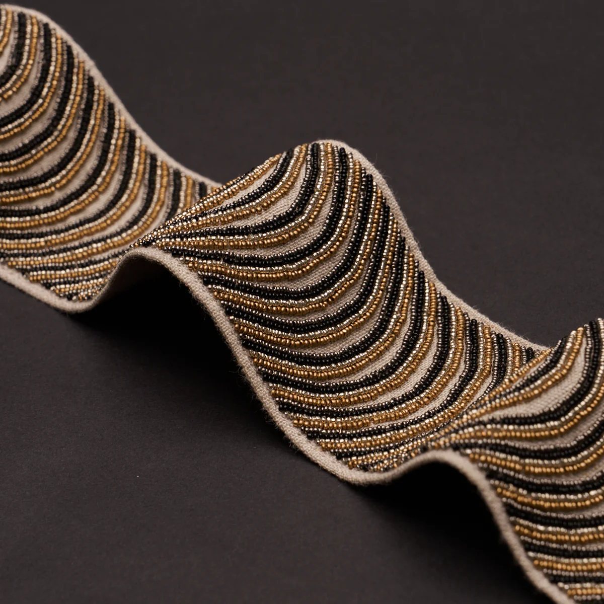 85570 | Ziegfeld Hand Beaded Tape, Gilt - Schumacher Trim - Image 3
