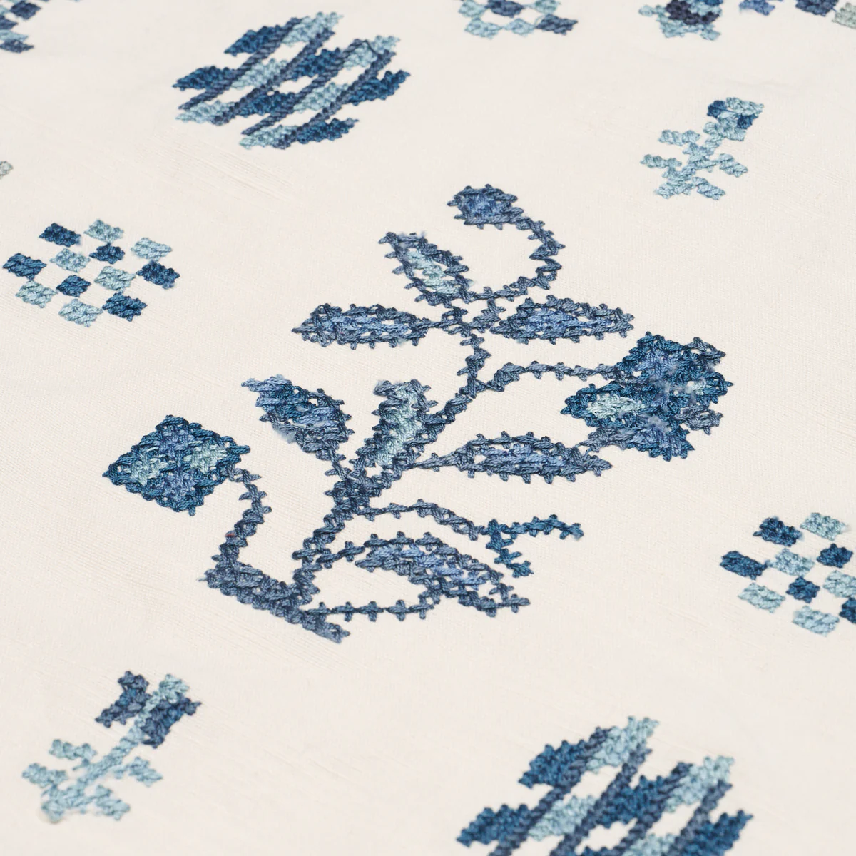 85981 | Fairview Cross Stitch Embroidery, Indigo - Schumacher Fabric - Image 5