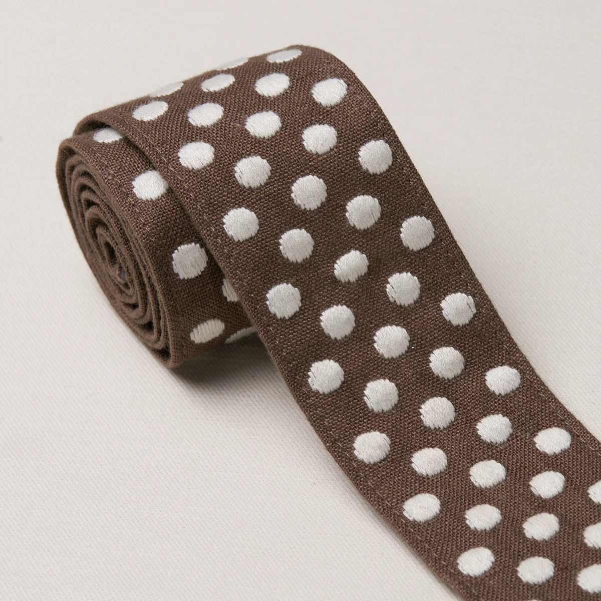 86294 | Dotted Embroidered Tape, Brown - Schumacher Trim - Image 3