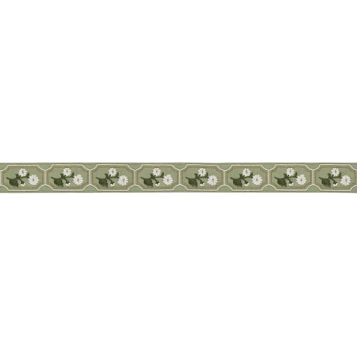 86302 | Jolie Hand Embroidered Tape, Green - Schumacher Trim - Image 2
