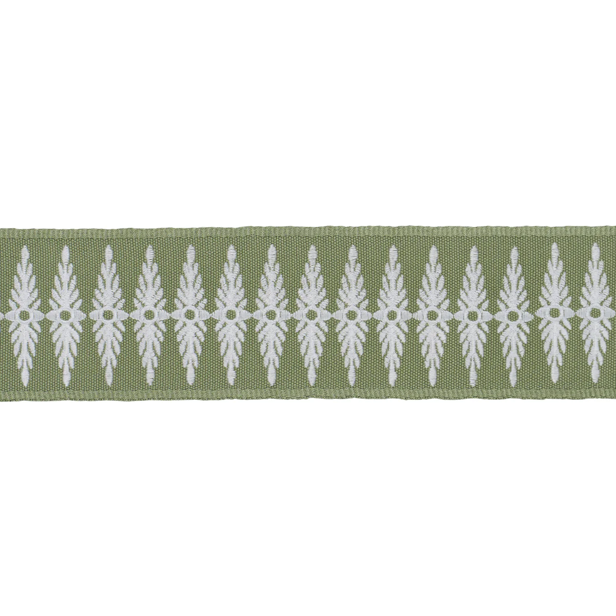 86324 | Genevieve Embroidered Tape, Green - Schumacher Trim