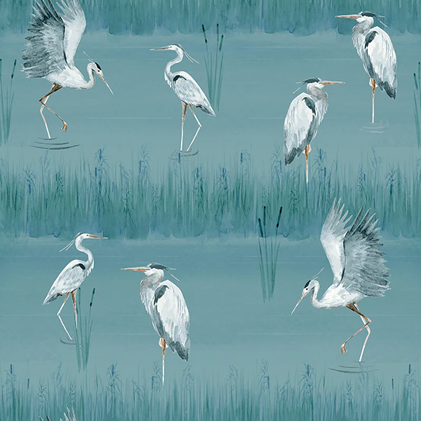 AH100213AH | Arthouse, Gerald Blue Heron River - Brewster Wallpaper