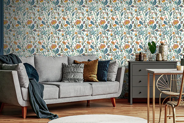 AH100381AH | Arthouse, Mallory Blue Vivid Floral - Brewster Wallpaper - Image 3
