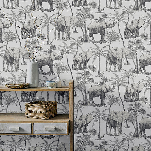 AH296700 | Arthouse, Adelia Neutral Elephant Grove - Brewster Wallpaper - Image 2