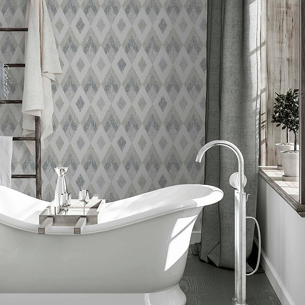 AH297200 | Arthouse, Fitzgerald Grey Ikat Diamond - Brewster Wallpaper - Image 3