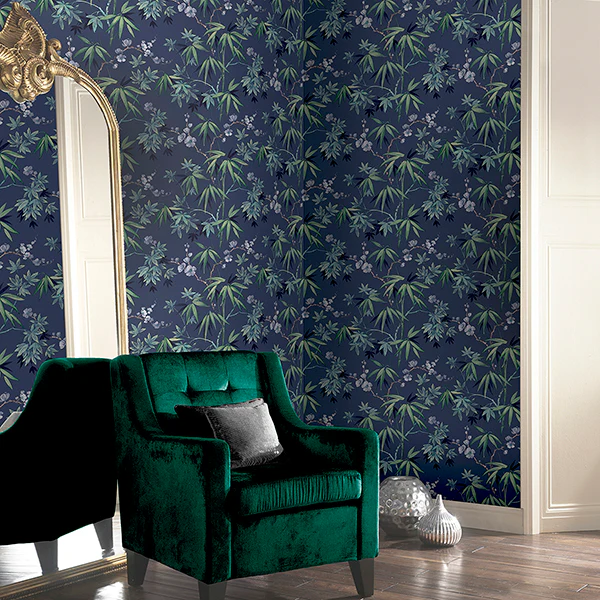 AH297800 | Arthouse, Desi Navy Jasmine Garden - Brewster Wallpaper - Image 2