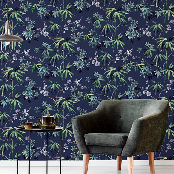 AH297800 | Arthouse, Desi Navy Jasmine Garden - Brewster Wallpaper - Image 3