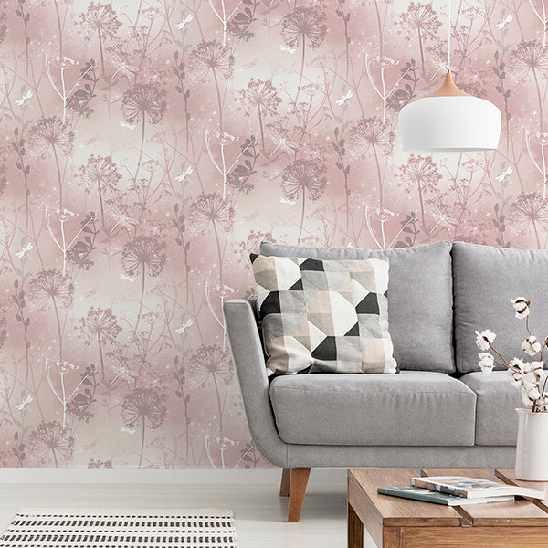 AH692305 | Arthouse, Lena Pink Floral - Brewster Wallpaper - Image 3