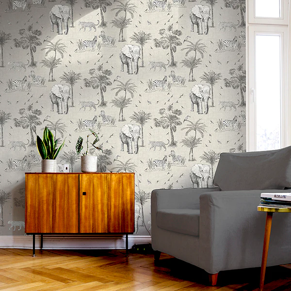 AH908902 | Arthouse, Lionel Grey Safari Lagoon - Brewster Wallpaper - Image 3
