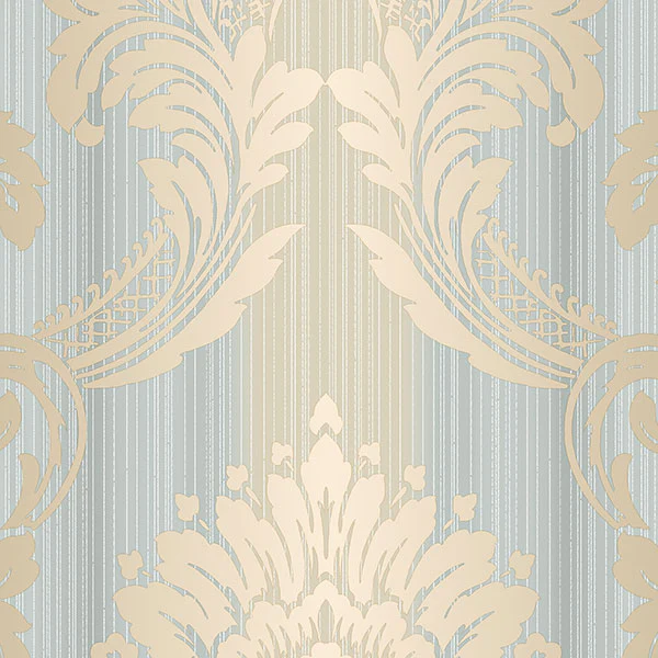 Cs35603 | Classic Silks 2, Blue Damask - Norwall Wallpaper