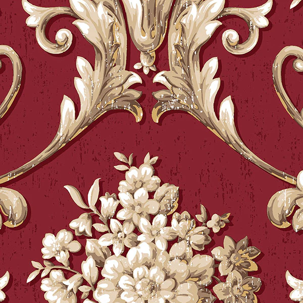 Cs35622 | Classic Silks 2, Red Damask - Norwall Wallpaper