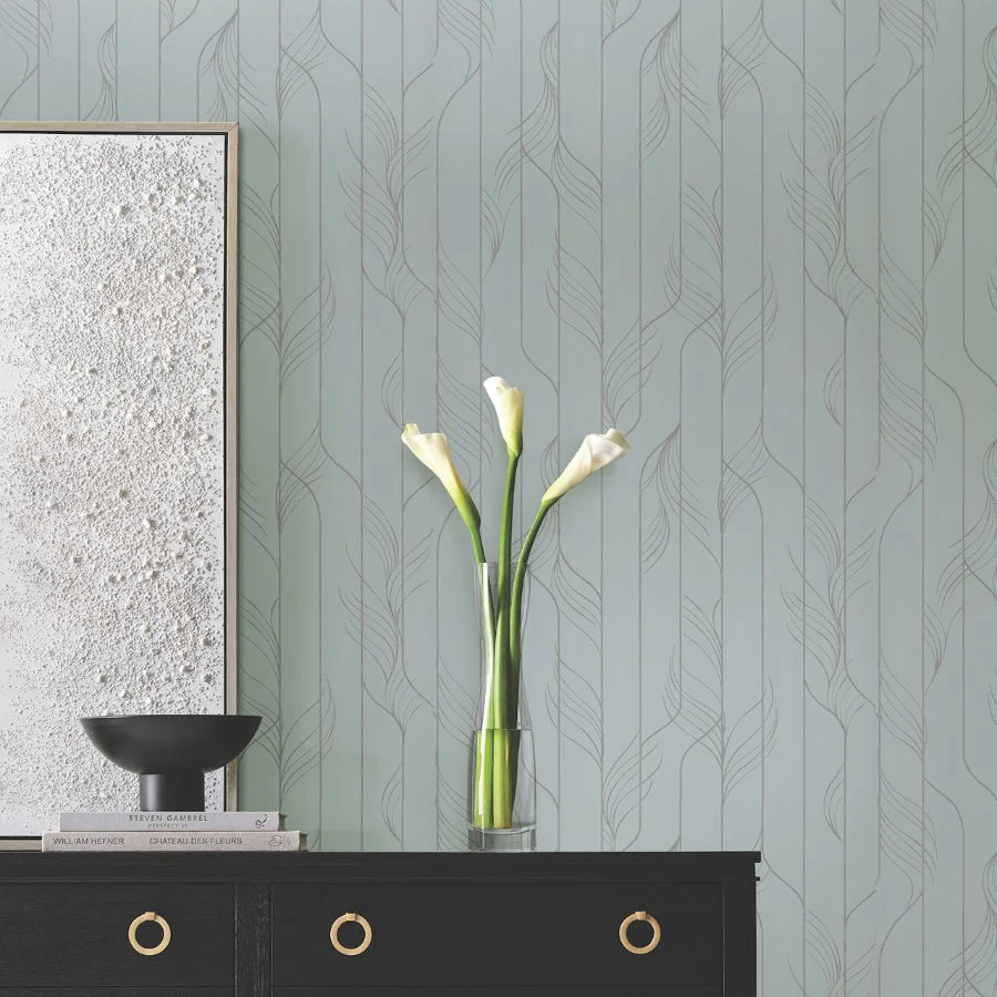 Df3304 | Decadence Ii, Elemental Thread Blue & Silver - Candice Olson Wallpaper - Image 3