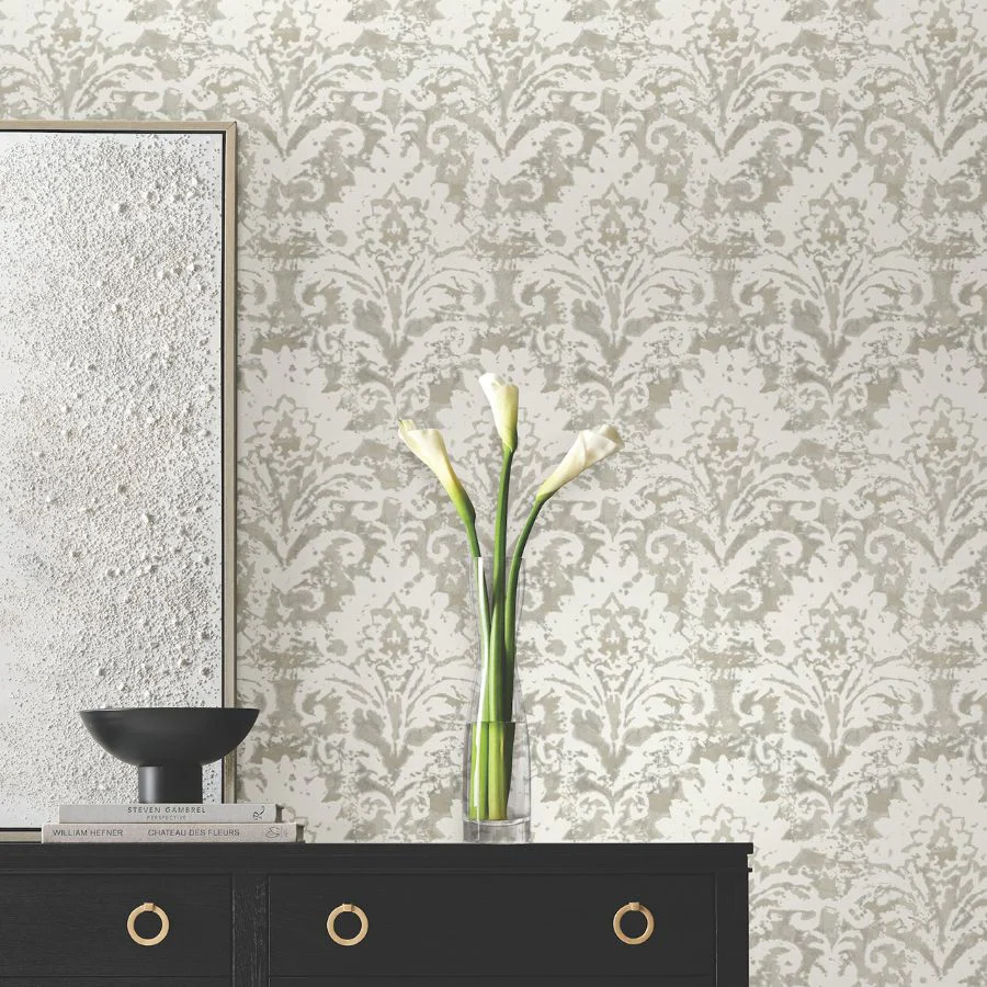 Df3333 | Decadence Ii, Velvet Crush Damask Soft Neutral & Pearl - Candice Olson Wallpaper - Image 3