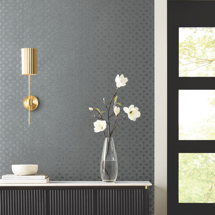 Df3338 | Decadence Ii, Uptown Glam Charcoal - Candice Olson Wallpaper - Image 2