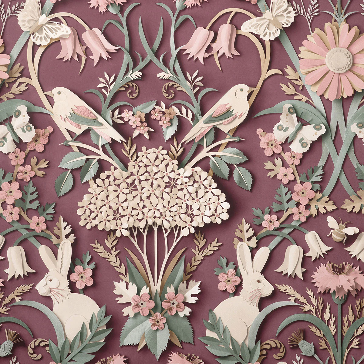 FD42949 | Medley, Fae Plum Woodland - Brewster Wallpaper