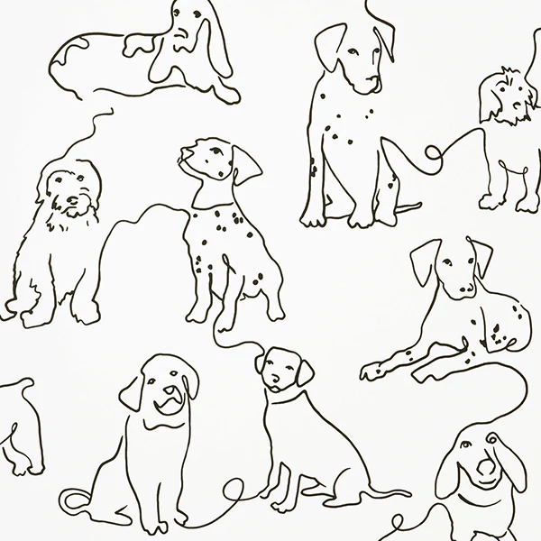 FD43783 | Medley, Ansel Black Dog Sketches - Brewster Wallpaper