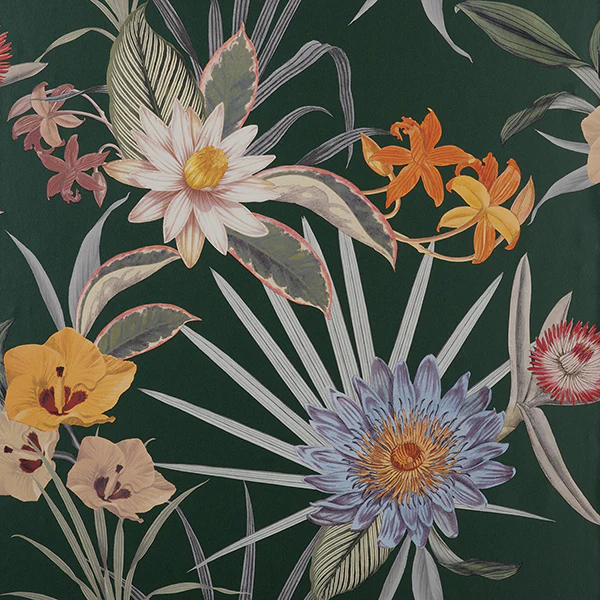 FD43784 | Medley, Calista Dark Green Tropical Floral - Brewster Wallpaper