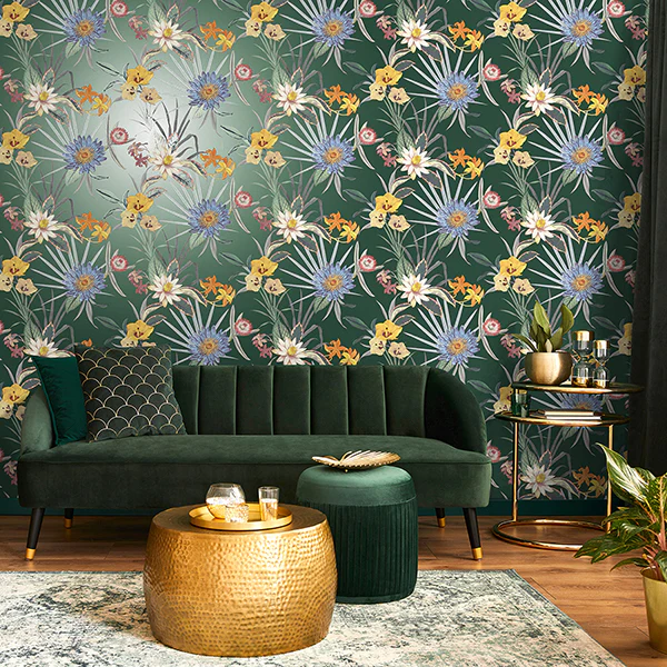 FD43784 | Medley, Calista Dark Green Tropical Floral - Brewster Wallpaper - Image 2