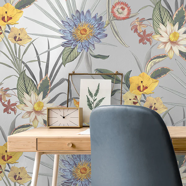 FD43785 | Medley, Calista Light Blue Tropical Floral - Brewster Wallpaper - Image 2