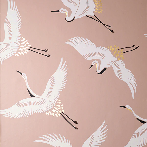 FD43792 | Medley, Cosette Blush Cranes - Brewster Wallpaper