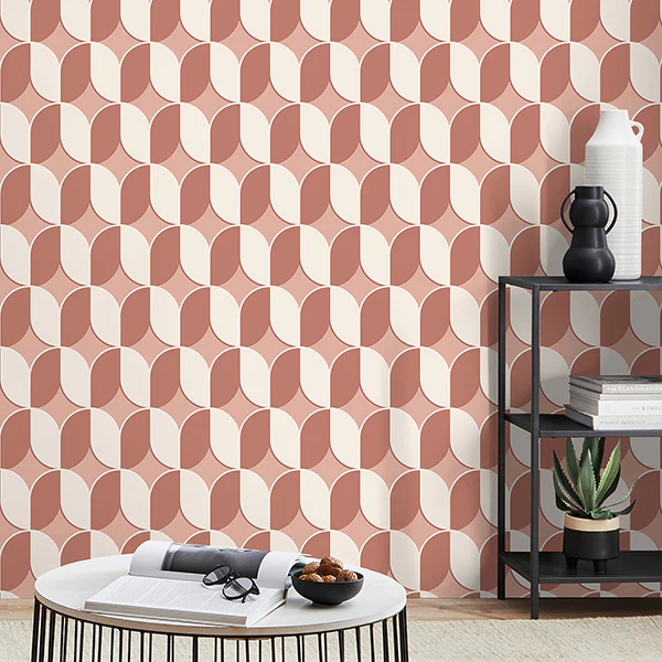 FD43800 | Medley, Lindy Blush Retro Geo - Brewster Wallpaper - Image 2