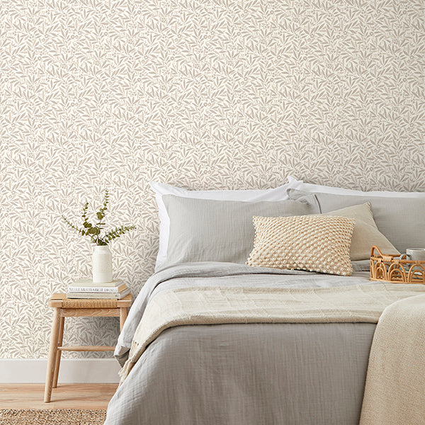 FD43824 | Medley, Rabanne Neutral Ditsy Leaves - Brewster Wallpaper - Image 2