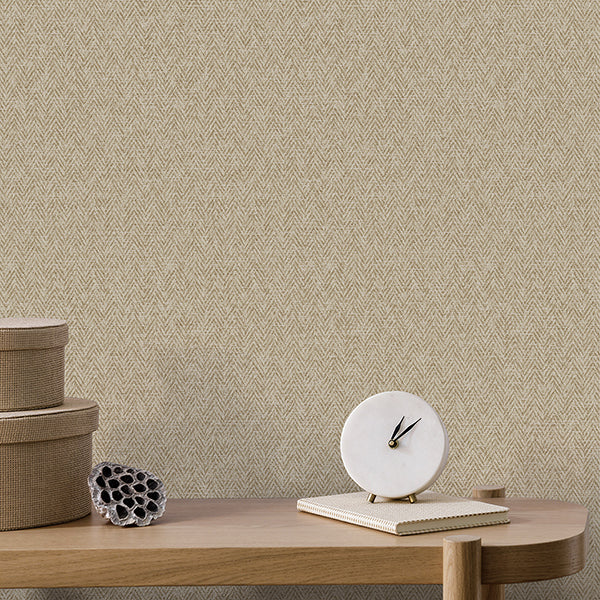 FD43834 | Medley, Judd Wheat Chevron - Brewster Wallpaper - Image 2