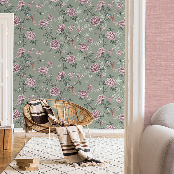 M1724 | Medley, Akina Sage Floral - Brewster Wallpaper - Image 3