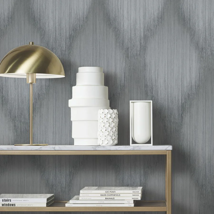 Ma35804 | Opulent Accents, Starfall Pewter Metallic Ikat - Antonina Vella Wallpaper - Image 3
