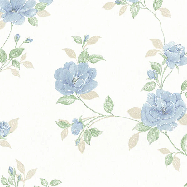 Md29436 | Silk Impressions 2, Blue Floral - Norwall Wallpaper