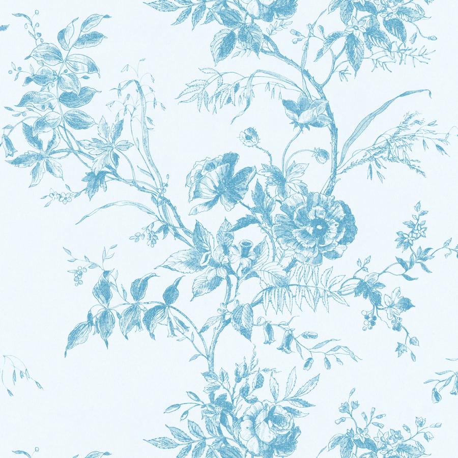 P2026100-1115 | Tea Rose Toile Wp, Blue Toile - Lee Jofa Wallpaper - P2026100.1115.0